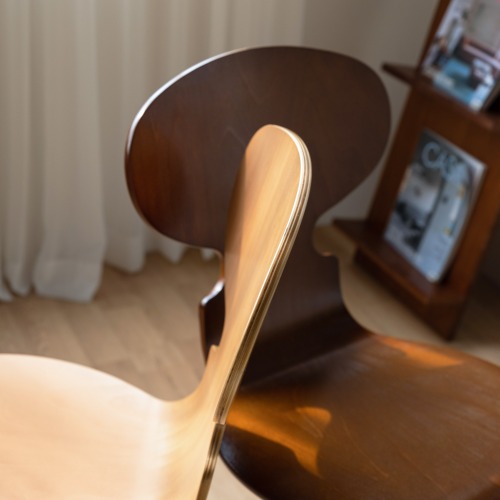 CWC533 원목개미체어고무나무 목재 실버 골드 디자인 의자